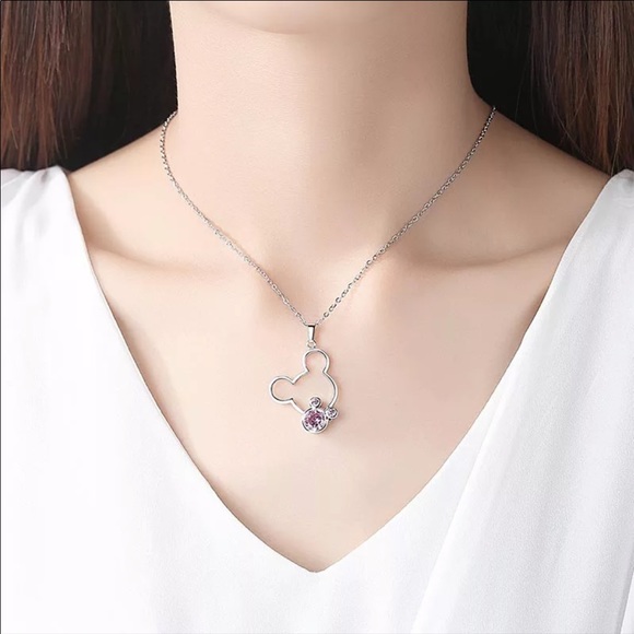 NEW Pink Minnie Mouse Necklace & Earring Set - Picture 3 of 3